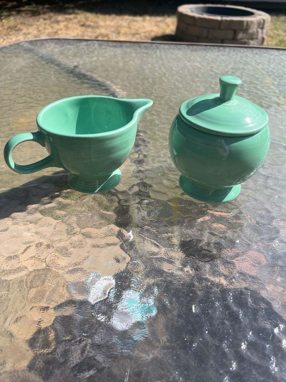 Homer Laughlin Fiesta Turquoise Creamer and Sugar Bowl Set